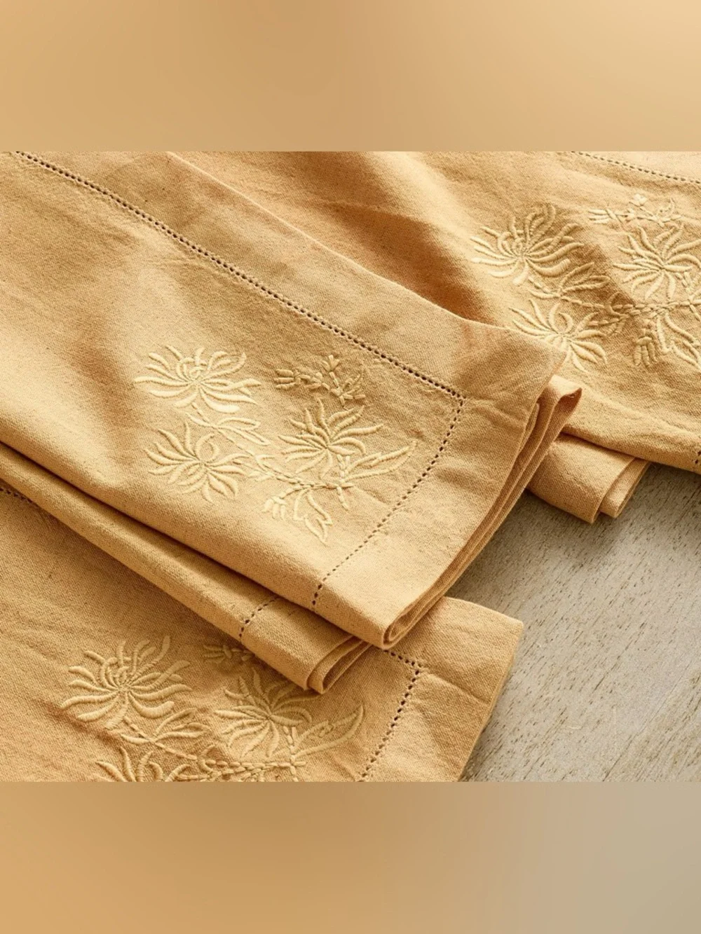 8 Pottery Barn Napkins Monochrome Embroidered Floral Cotton Linen 2 Set of 4 NWT